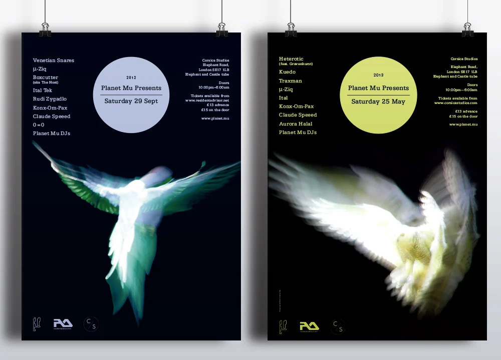 Planet Mu Presents — club night posters